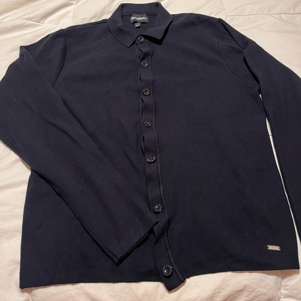 Threadbare Navy Button Down Sweater Knit